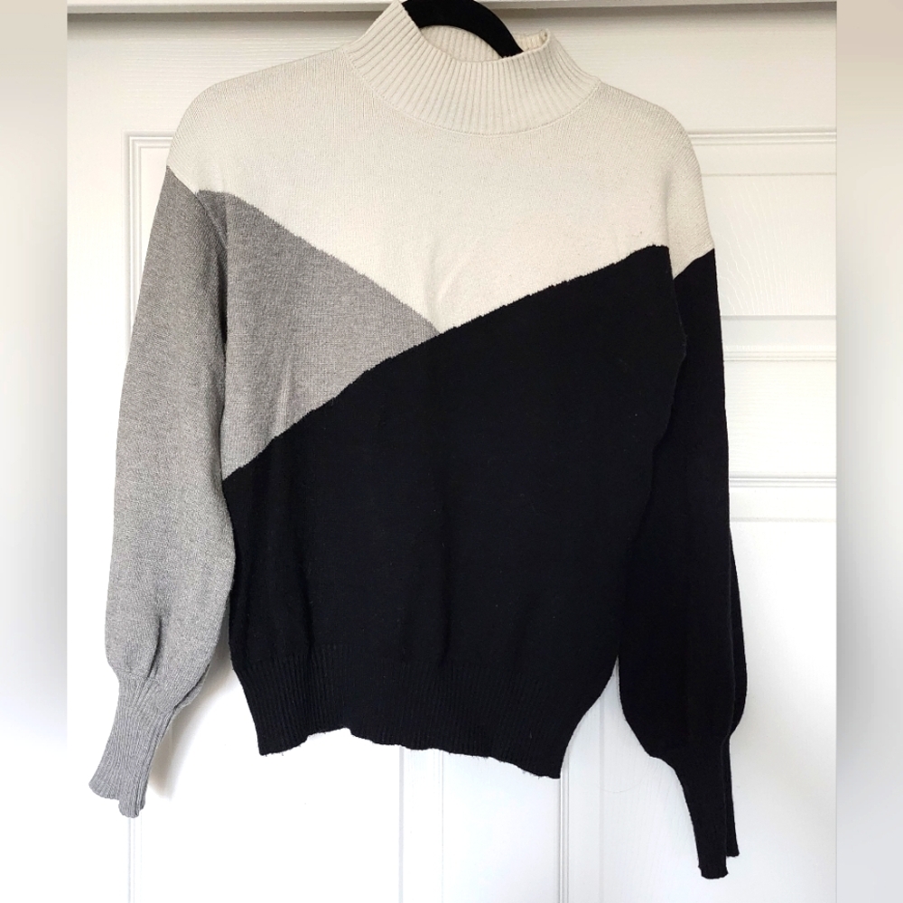 Laundry Colorblock Mock Neck Sweater